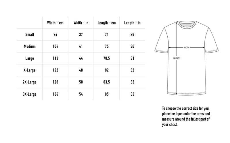 Size chart for Flight T-Shirt - Ecru