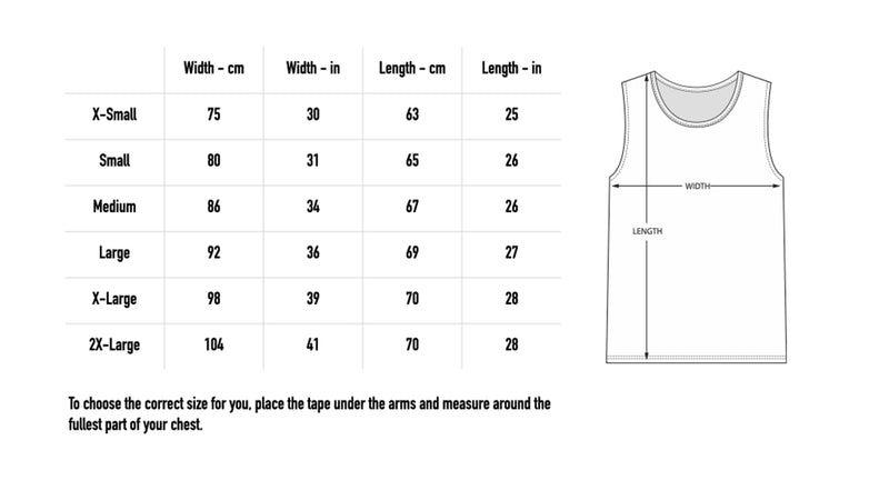 Size chart for Particles Tank Top - Black