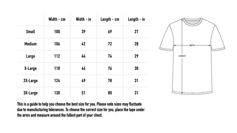 Size chart for Star T-Shirt - White